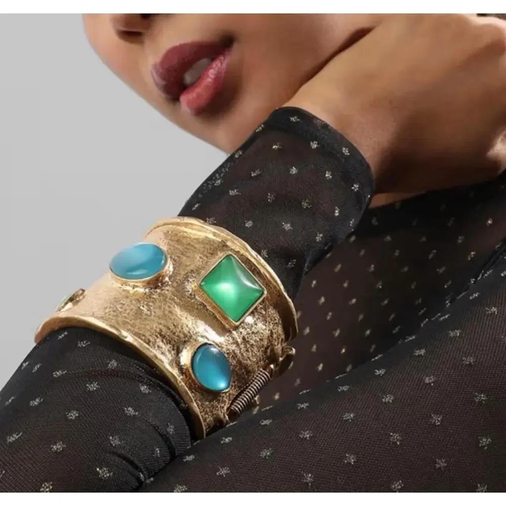Gold Bracelet with Multicolor Stone Accents